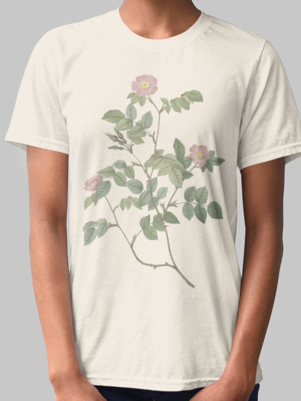 Rose Vintage Floral Print Short Sleeve Graphic Tee T-shirt S-XXL